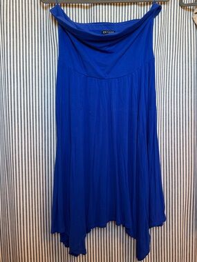 Express Blue Sleeveless Handkerchief-Hem Dress